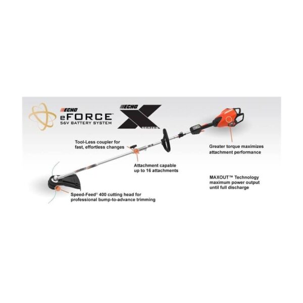 ECHO DPAS-2600SBR2 eFORCE 56V X Series Brushless Cordless Battery Pro Attachment Series String Trimmer with 5.0Ah Battery and Rapid Charger - Image 5