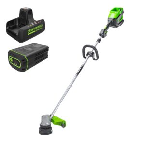 Greenworks 82V 16" (1.5kW) Brushless Cordless String Trimmer, 2.5Ah Battery and Dual Port Charger (Great for Landscapers and Professionals)